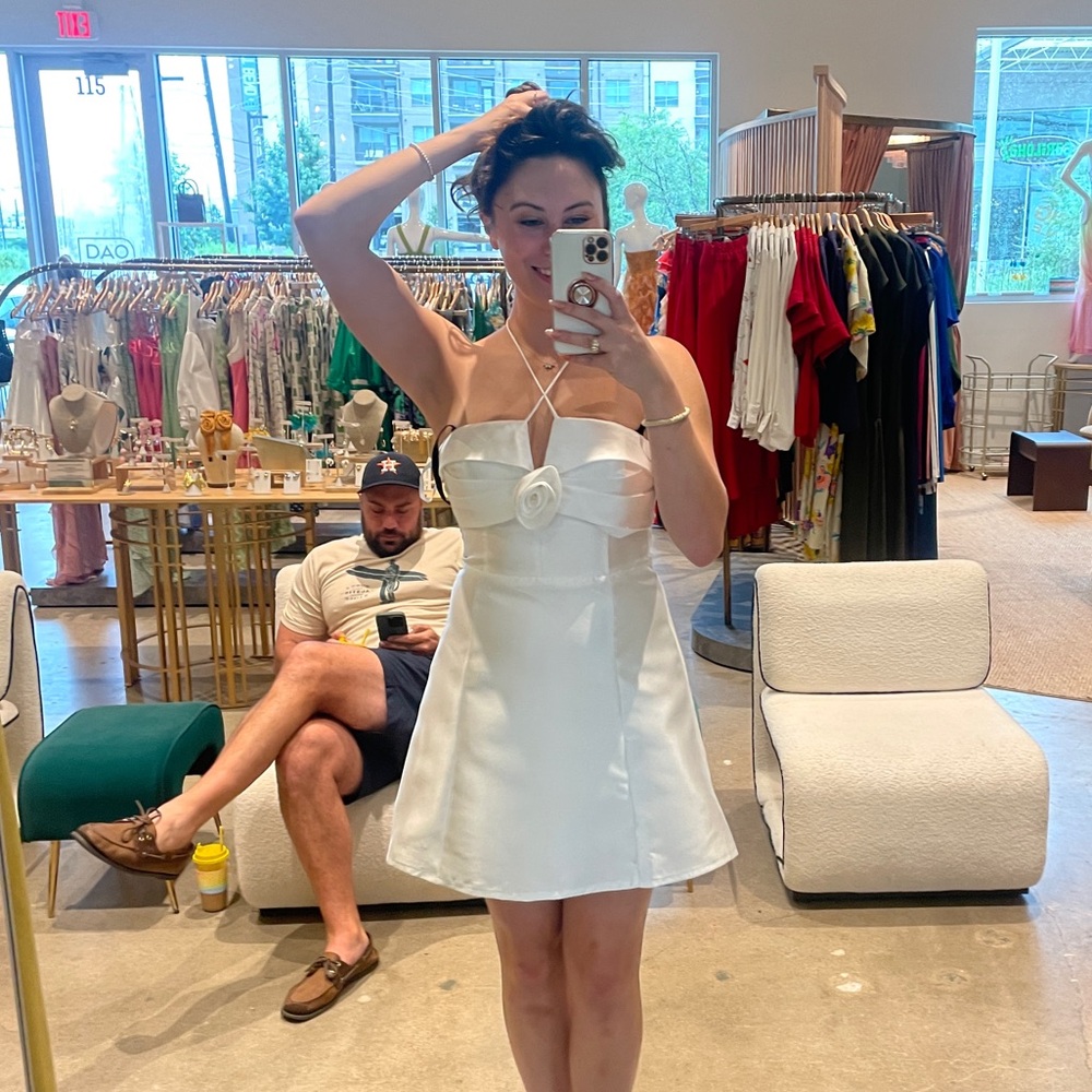 Chloe Dao Boutique Ivory Strapless Rosette Cocktail Dress Bridal Shower Size S - Picture 1 of 5